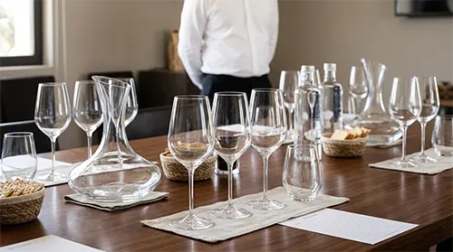 Verres sur table de réception